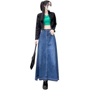 Waisted Denim Skirt for Women Autumn Midlength Them Look Slim and pearshaped Long