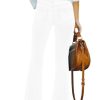 Flare Jeans for Women Cropped Stretchy Mid Rise Bell Bottom Jeans Womens Crop Flare Jeans with Raw Hem