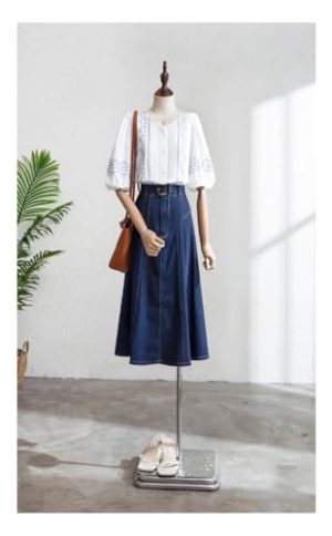 Waisted Denim Skirt for Women in Summer, Slim and Commuting Casual