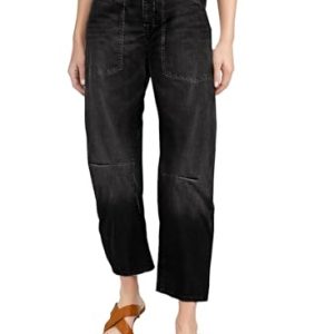 Womens Baggy Barrel Jeans High Waisted Wide Leg Boyfriend Denim Ankle Pants
