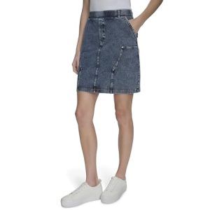 Women's Woven Faux Denim Pull on Skirt