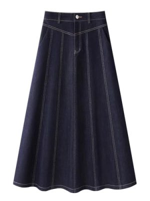 Blue Denim Skirt for Women Summer Waist Midlength Them Look Slim and Elegant