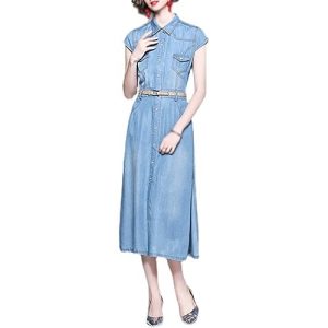 Collar Thin Denim Dress Women's Waist Thin Dress