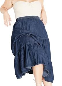 Plus Size Skirt, Denim Tier Skirt