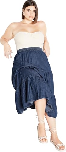 Plus Size Skirt, Denim Tier Skirt
