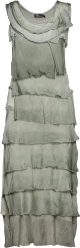 Women's Frayed Silk Ruffle-Layered Maxi Dress