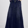 Women's Retro Exposure Button-Fly Packaged Hip A-Line Maxi Long Denim Skirt