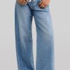 Womens Baggy Wide Leg Jeans Boyfriend Drawstring High Waisted Mom Denim Pants with Pockets