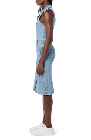Women's Sleeveless Collared Halter Utility Dress with Pockets