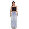 Mid-Low Rise Baggy Jeans Wide Leg for Women Distressed Pants Stretchy Bottom Lady Basic Comfortable Denim