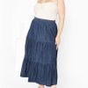 Plus Size Skirt, Denim Tier Skirt