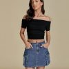 Jean Skirts for Women Denim Stretchy Cargo High Waisted Trendy Y2K Mini Skirt with Utility Pockets