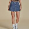 Jean Skirts for Women Denim Stretchy Cargo High Waisted Trendy Y2K Mini Skirt with Utility Pockets
