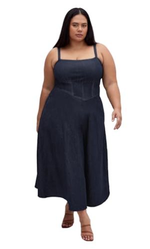 Women's Plus Size Dress - Denim Corset