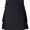 Men's Hybrid Utility Kilt - Durable Cotton Jeans Fabric Kilt for Men with Cargo Style Pockets Traditional Modern Kilt
