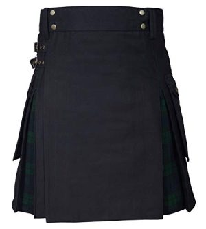 Men's Hybrid Utility Kilt - Durable Cotton Jeans Fabric Kilt for Men with Cargo Style Pockets Traditional Modern Kilt