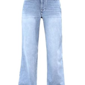 High Stretchy Sweatpant Jeans Women, Elastic Waist Wide Leg Baggy Knit Jeans Straight Leg High Waisted Pull on Jeans