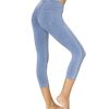 Women's Classic Denim Capri Leggings with Pockets, Comfortable Stretch Pull on Pants