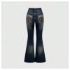 Women's Bell Bottom Jeans Flare Jeans Embroidered Y2K High Waist Pants
