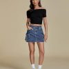 Jean Skirts for Women Denim Stretchy Cargo High Waisted Trendy Y2K Mini Skirt with Utility Pockets
