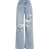 Women’s Ripped Jeans High Waisted Distressed Baggy Straight Wide Leg Pants