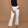 Flare Jeans for Women Cropped Stretchy Mid Rise Bell Bottom Jeans Womens Crop Flare Jeans with Raw Hem