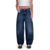 Womens Baggy Barrel Jeans Wide Leg Mid Rise Premium Denim Pants