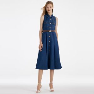 Summer Dresses for Women Casual Denim Halter Neck Wedding Guest Dress Midi Cocktail Sexy Open Back Aline Sundress
