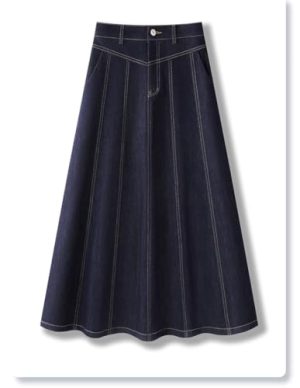Blue Denim Skirt for Women Summer Waist Midlength Them Look Slim and Elegant