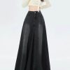 Retro Black Denim Skirt for Women in Spring and Autumn Fat pearshaped Midlength Fishtail