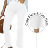 Flare Jeans for Women Cropped Stretchy Mid Rise Bell Bottom Jeans Womens Crop Flare Jeans with Raw Hem