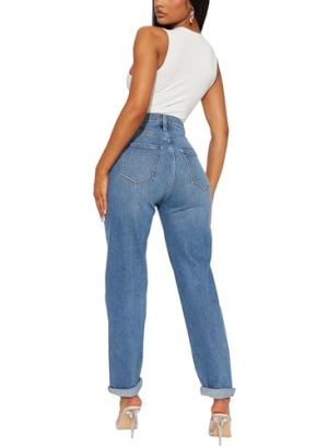 Women's Boyfriend Jeans Stretchy Ripped Distressed Denim Mom Jean Pants