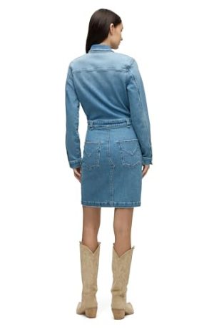 Women's Cargo Long Sleeve Denim Reconstructed Dress