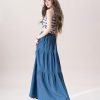 Blue Denim Skirt for Women in Summer Waist drooping Black Large Long