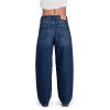 Womens Baggy Barrel Jeans Wide Leg Mid Rise Premium Denim Pants