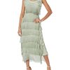 Women's Frayed Silk Ruffle-Layered Maxi Dress
