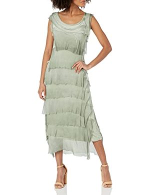 Women's Frayed Silk Ruffle-Layered Maxi Dress