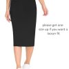 Women's High Waist Tummy Control Pencil Skirts Stretchy Bodycon Midi Skirt Below Knee with Back Slit