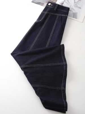 Blue Denim Skirt for Women Summer Waist Midlength Them Look Slim and Elegant