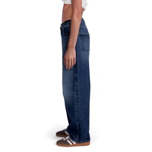 Womens Baggy Barrel Jeans Wide Leg Mid Rise Premium Denim Pants