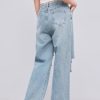 Women’s Ripped Jeans High Waisted Distressed Baggy Straight Wide Leg Pants