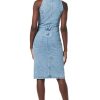 Women's Sleeveless Collared Halter Utility Dress with Pockets