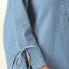 Womens Denim Shirt Dress Collared V Neck Bell Long Sleeve Mini Casual A-line Jean Dresses with Bow