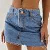Womens Jean Skirt Stretch Casual 2025 Summer Short Basic Fringed Slim Fit Denim Bodycon Pencil Skirts