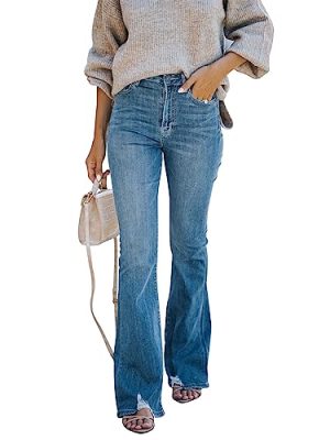 Women's Flare Bell Bottom Jeans High Waisted Wide Leg Bootcut Jeans Stretchy Denim Pants