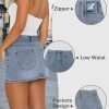 Womens Denim Skirt Casual Mini Jean Skirt Stretch Low Waist Jean Skirt for Women Zip Fly Denim Mini Skirts