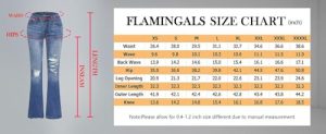 Women's Bootcut Jeans Ripped Mid Rise Stretchy Tummy Control Cut Out Raw Hem Denim Jeans