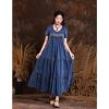 Loose Denim Long Skirt, Retro Embroidered Oversized Dress