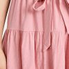 Women's Rosalee Mini Dress Tiered Skirt Covered Button in Lipstick Pink