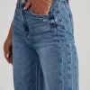 Women's Wide Leg Jeans High Waisted Strechy Raw Hem Zimbaplatinum Denim Pants